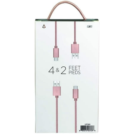 and 2 Feet Long Knitted Rose Gold LBT Twin Pack USB A to USB C Premium Charging and Data Cable 4 Feet Long 1.21 Meters 0.6 Meters and 2 Feet Long Knitted Rose Gold LBT Twin Pack USB A to USB C Premium Charging and Data Cable 4 Feet Long 1.21 Meters 0.6 Meters